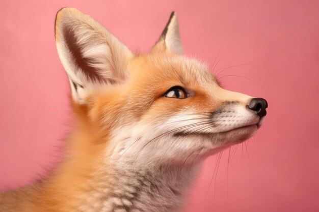 Sly Red Fox Winking Against Pink Backdrop