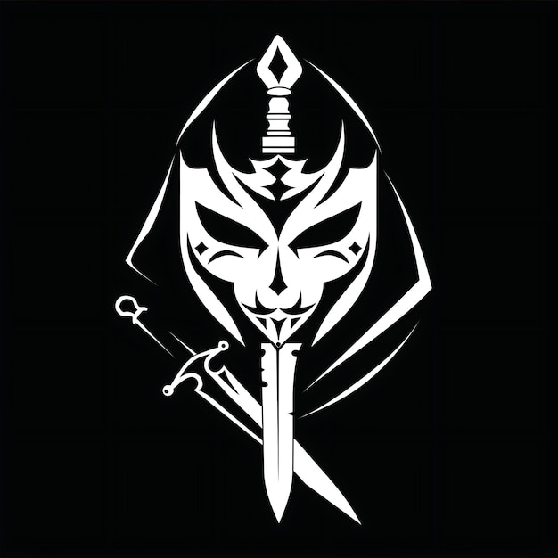 Клан воров Слай Марк с маской воров и кинжалом для Decorati Creative Logo Design Tattoo Outline