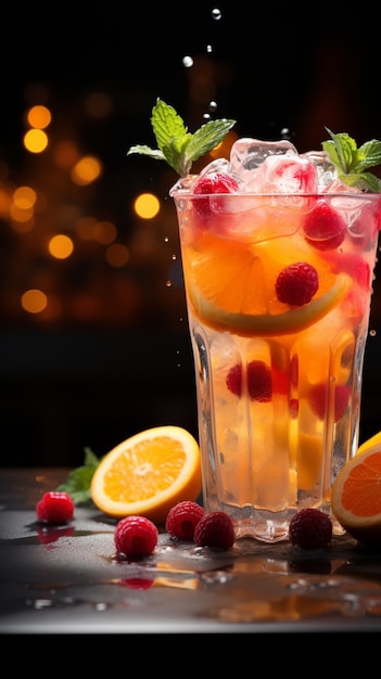 Smaakvolle ontsnapping Fruitige cocktail verleidt smaakpapillen, vergezeld van voldoende kopieerruimte Verticaal Mobiel