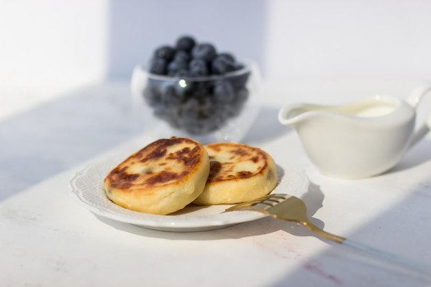 Smakelijk en gezond ontbijt Cottage cheese pannenkoeken