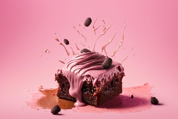 smakelijke brownie op roze achtergrond