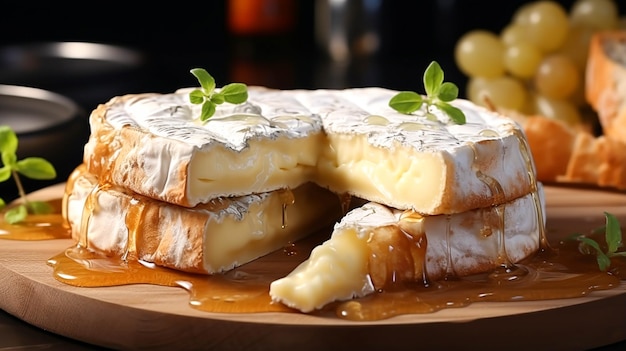 Smakelijke camembertkaas op witte tafel