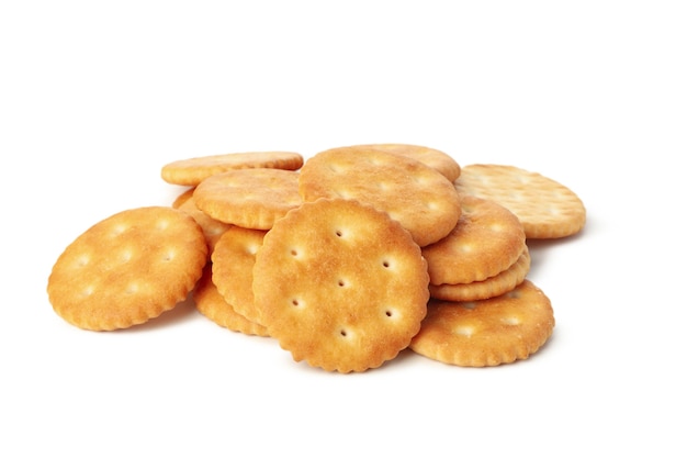 Smakelijke cracker koekjes geïsoleerd op wit