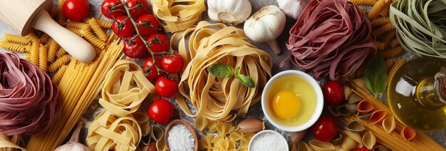 smakelijke pasta koken, bovenaanzicht