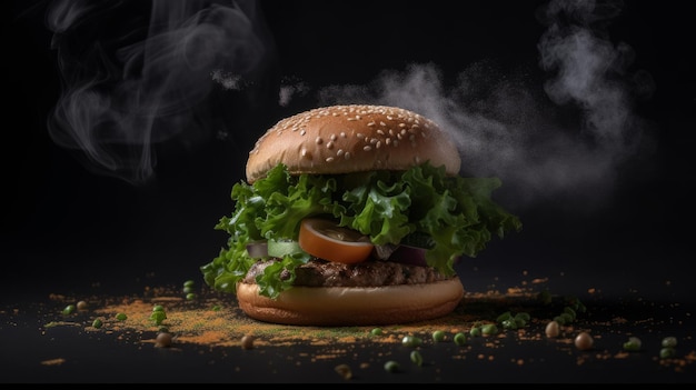 Smakelijke rundvleesburger Illustratie AI Generatief