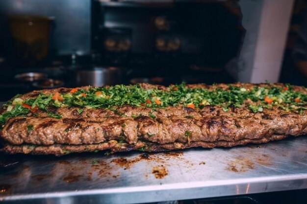 Smakelijke sappige kebab met groenten en kruiden Generatieve AI