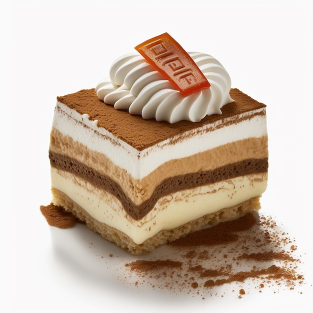 Smakelijke tiramisu Italiaanse dessertcake geïsoleerde witte achtergrond AI gegenereerde afbeelding AI gegenereerde afbeelding