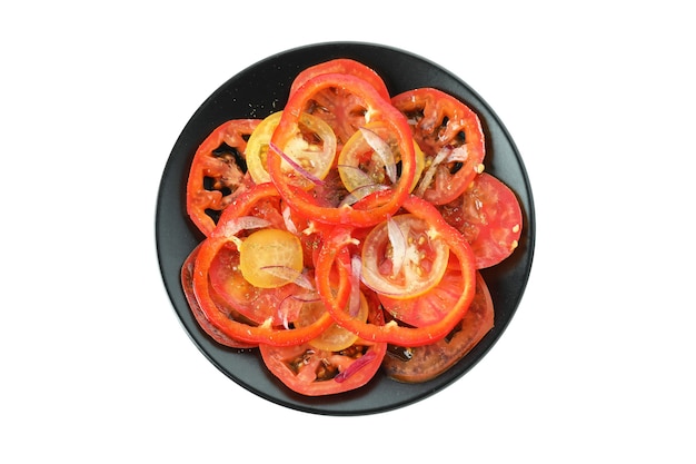 Smakelijke tomatencarpaccio geïsoleerd op witte achtergrond