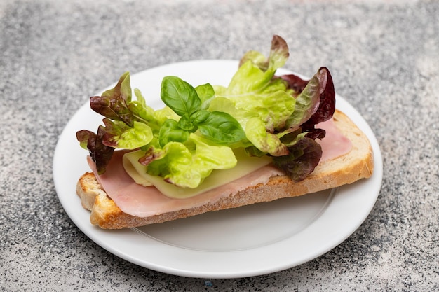 Smakelijke toostsandwiches met kaas op plaat