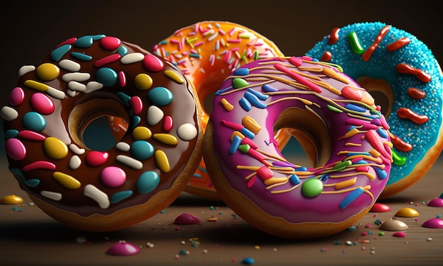 Smakelijke zoete donuts zijn prachtige generatieve AI