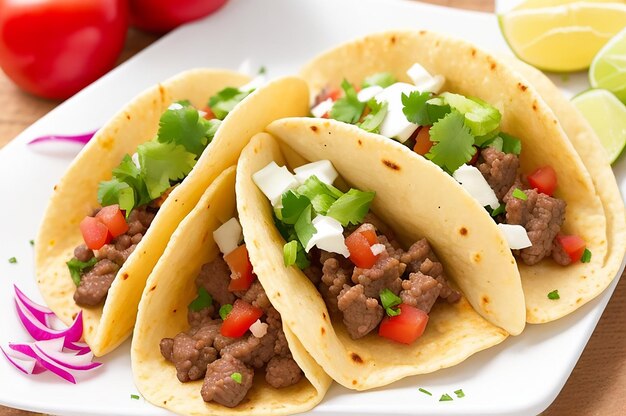 Small 4inch soft beef tacos generated by ai