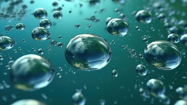 Photo small air bubbles under water ultra realistic 4k