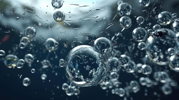 Small air bubbles under water ultra realistic 4K