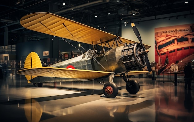 A small airplane is parked in a hangar AI