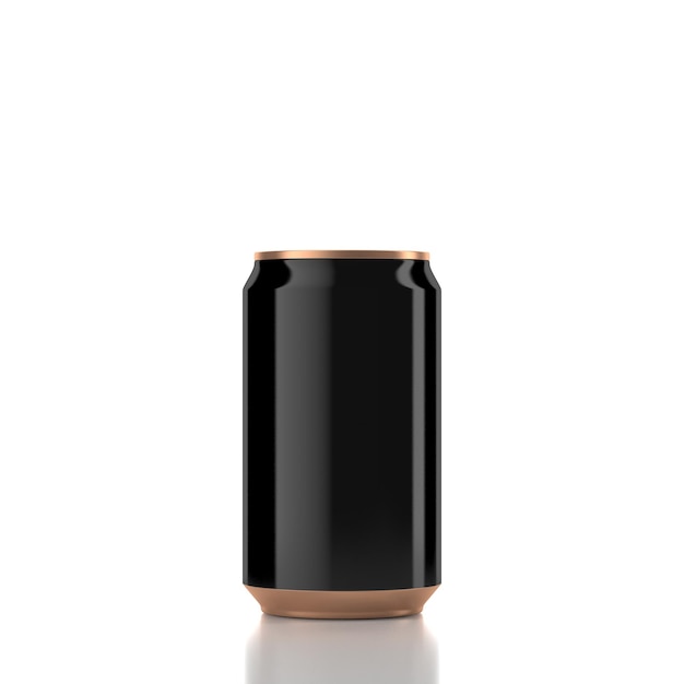 Small Aluminum glossy Can Mockup in black and copper color 3d rendering