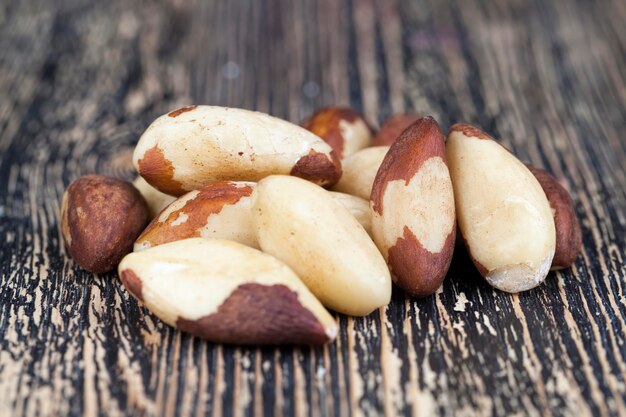 Small amount of Brazil nuts, close up