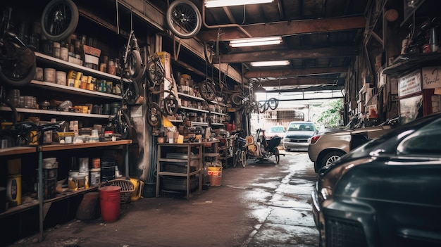 Foto una piccola officina di riparazioni auto