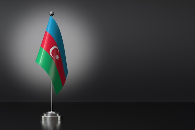 Small Azerbaijan Flag in Front of Black Background 3d Rendering