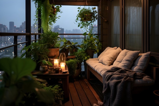 small balcony with slow evening plants