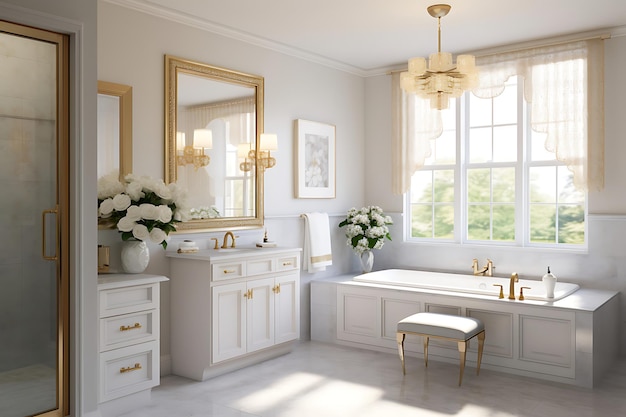 Photo small bathroom makeover interior design 3d rendering