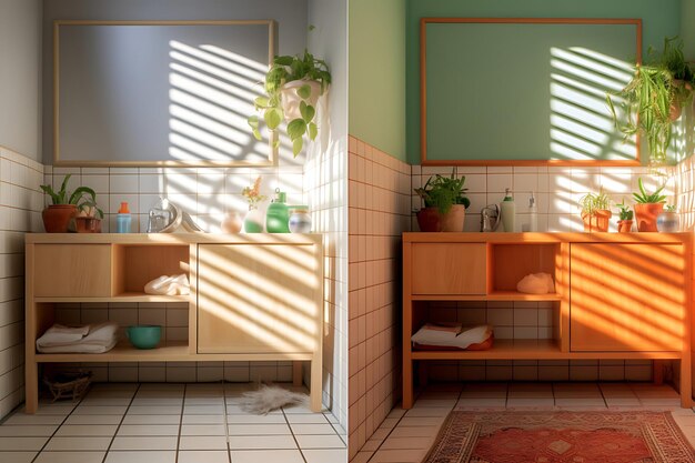 Photo small bathroom makeover interior design 3d rendering