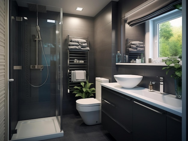 Small bathroom with modern design style