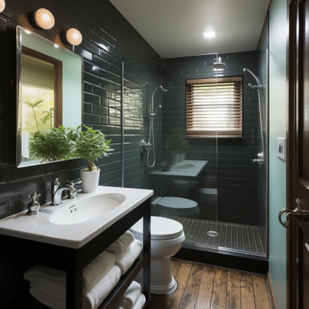 Photo small bathroom with modern design style