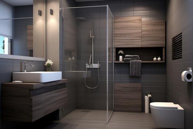 Photo small bathroom with modern style