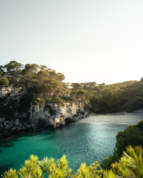 Photo small beach cala macarelleta and macarella in menorca balearic islands spain