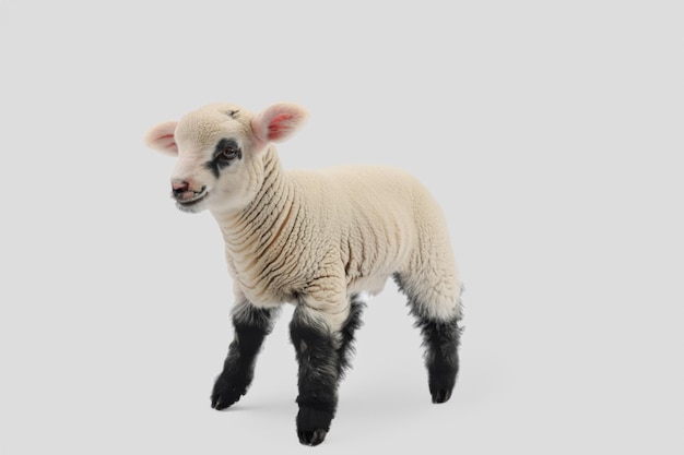 小さな美しい赤ちゃん羊 小さな春の子羊 若い羊の肖像画