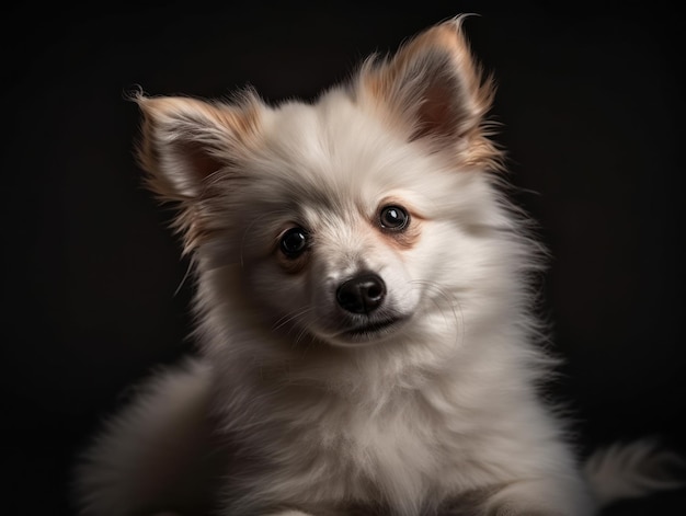 Small beautiful funny dog German Fluffy Spitz