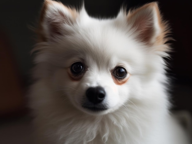 Small beautiful funny dog German Fluffy Spitz