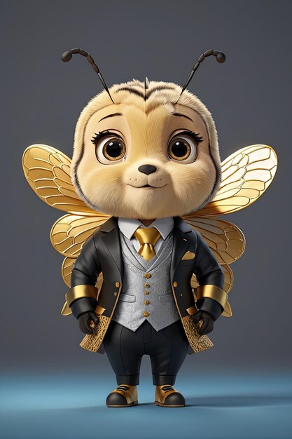 Photo a small bee dressed in a suit and tie