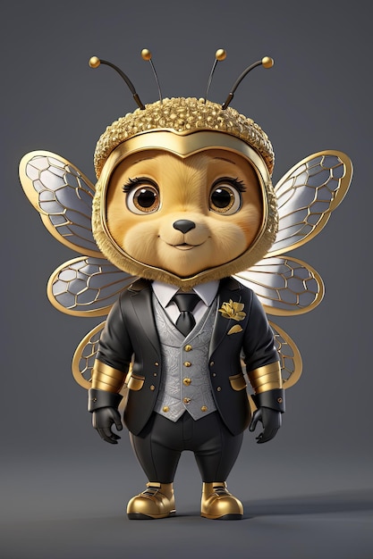 a small bee dressed in a suit and tie