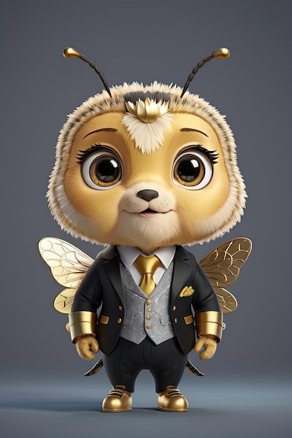 a small bee dressed in a suit and tie