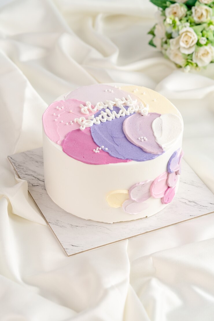 Photo 한국식 케이크와 함께 생일 선물로 작은 도시락 케이크