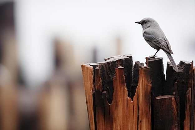 a small bird is perched on top of a piece of wood