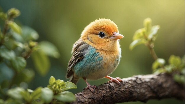 Small Bird Perched on Top of a Tree Branch