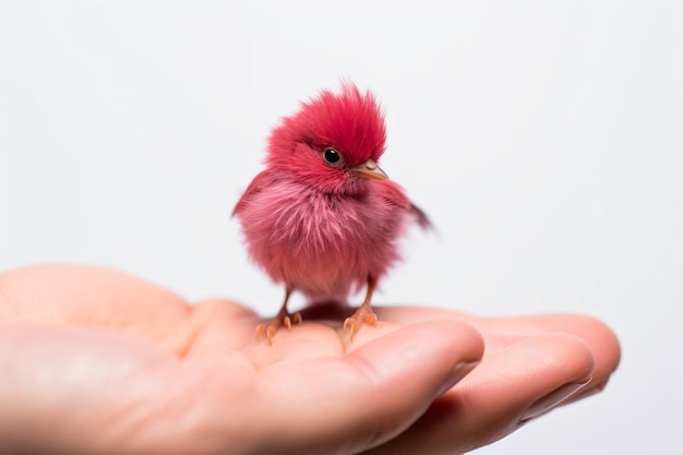 a small bird sitting on a persons hand