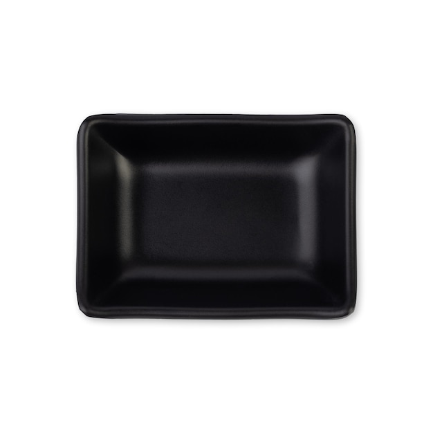 Small black ceramic plate isolated over white background