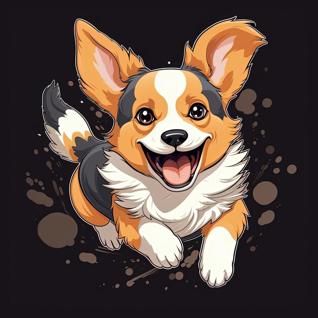 a small black corgi happy