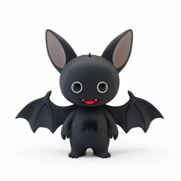 Photo a small black toy with big eyes resembling a bats body