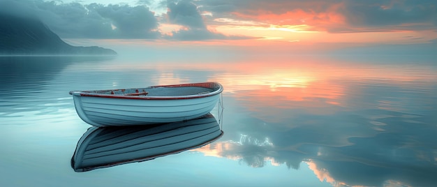 Small Boat Floating on Body of Water