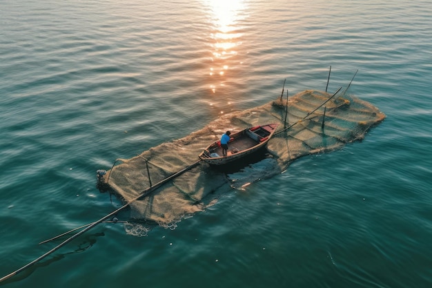 A small boat floating on top of a body of water generative AI