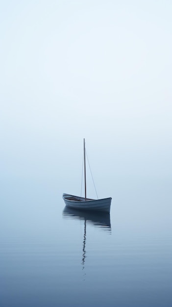 a small boat floating on top of a lake