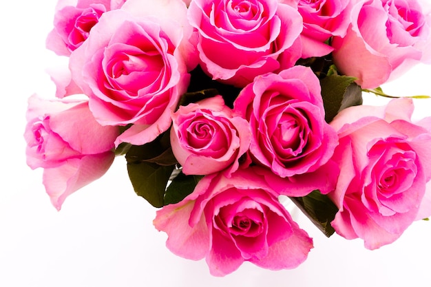 Small bouquet of fresh pink roses.