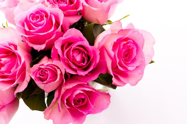 Small bouquet of fresh pink roses.