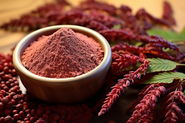 a small bowl of red pepper and leaves