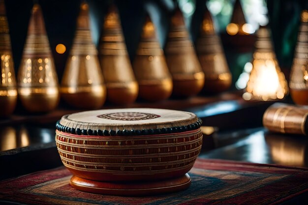 Photo a small bowl with a design on it sits on a table