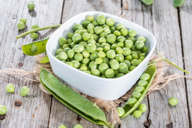 Small bowl with fresh Peas